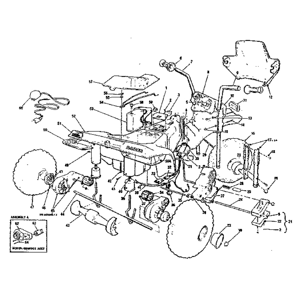 Replacement Parts Diagram and Parts List for 2020  Power Wheels Ride-On Cars